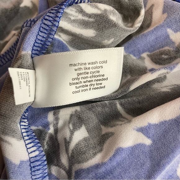 Lane Bryant Blue Black floral knit short sleeve belted dress womens 26 28 new - Picture 15 of 16